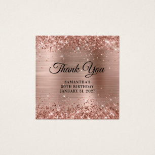 Glittery Rose Gold Birthday Thank You Gift Tags