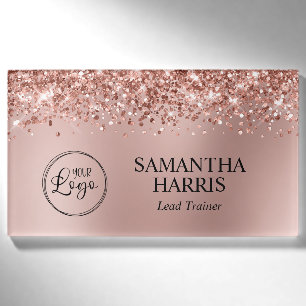 Glittery Rose Gold Blur Logo Name Tag
