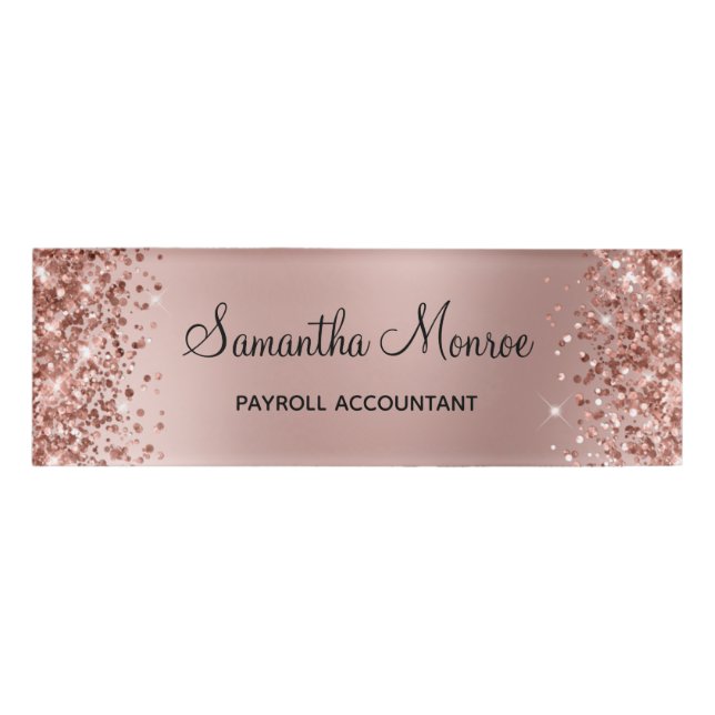 Glittery Rose Gold Blur Name Tag (Front)