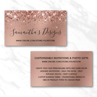 Glittery Rose Gold Blur Online Store Business Card