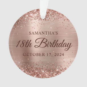Glittery Rose Gold Foil 18th Birthday Photo Ornament
