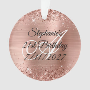 Glittery Rose Gold Foil 21st Birthday Ornament