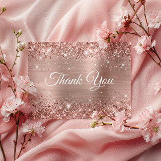 Glittery Rose Gold Foil 21st Birthday Thank You Postcard