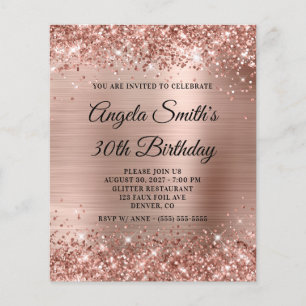 Glittery Rose Gold Foil 30th Birthday Invite