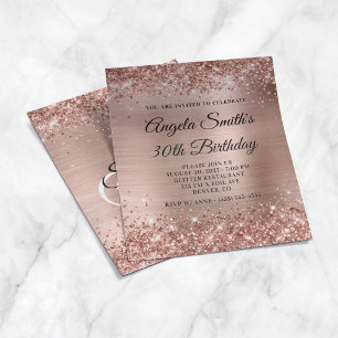 Glittery Rose Gold Foil 30th Birthday Invite Flyer