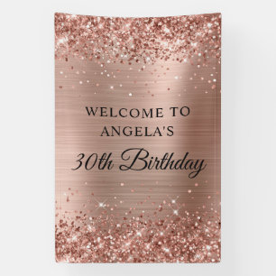 Glittery Rose Gold Foil 30th Birthday Vertical Banner