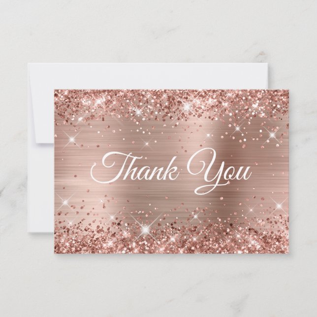 Glittery Rose Gold Foil 40th Birthday Thank You Card (Front)