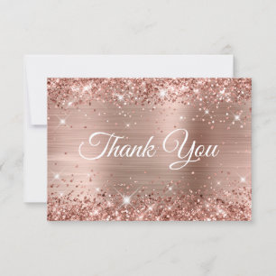 Glittery Rose Gold Foil 40th Birthday Thank You Card