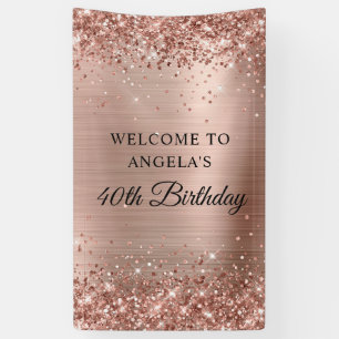 Glittery Rose Gold Foil 40th Birthday Vertical Banner