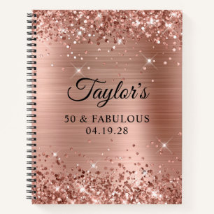 Glittery Rose Gold Foil 50 & Fabulous Notebook