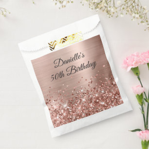 Glittery Rose Gold Foil 50th Birthday Favour Bags