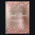 Glittery Rose Gold Foil 50th Birthday Guestbook Notebook<br><div class="desc">Create your own guest book for her 50th birthday party celebration in this blank notebook. Girly faux sparkly, rose gold colored glitter on the top and bottom edge over a rose gold and blush pink faux metallic foil digital art background. You can customize the font color, style and size as...</div>