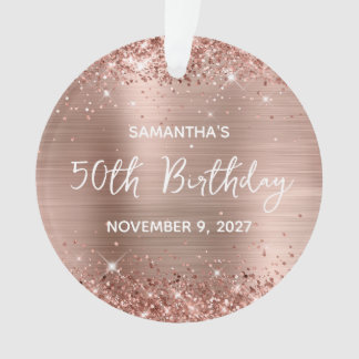Glittery Rose Gold Foil 50th Birthday Ornament