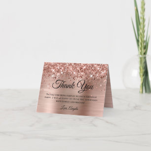 Glittery Rose Gold Foil 60th Birthday Thank You Card