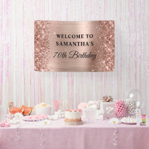 Glittery Rose Gold Foil 70th Birthday Banner