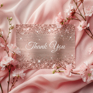 Glittery Rose Gold Foil 70th Birthday Thank You Postcard