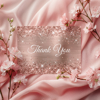 Glittery Rose Gold Foil 70th Birthday Thank You Postcard