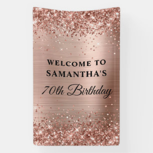 Glittery Rose Gold Foil 70th Birthday Vertical Banner