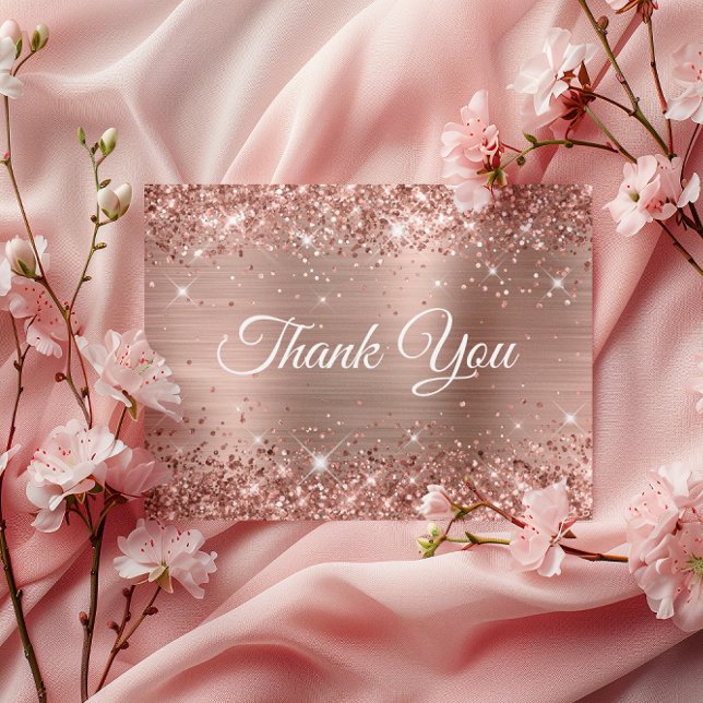 Glittery Rose Gold Foil 75th Birthday Thank You Postcard (Glittery Rose Gold Foil 75th Birthday Thank You Postcard)