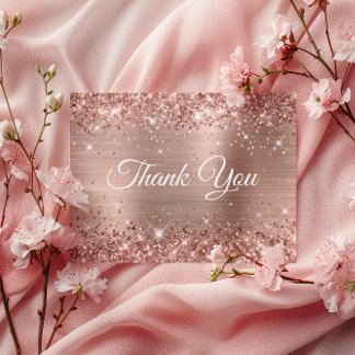 Glittery Rose Gold Foil 80th Birthday Thank You Postcard