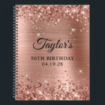 Glittery Rose Gold Foil 90th Birthday Guest Notebook<br><div class="desc">Create your own 90th birthday party design on a blank notebook. Girly faux sparkly rose gold glitter on the top and bottom edge, over a faux pink blush rose gold brushed metal style shiny foil. Customise the font styles to create your own guest book her special celebration. A classic elegant...</div>