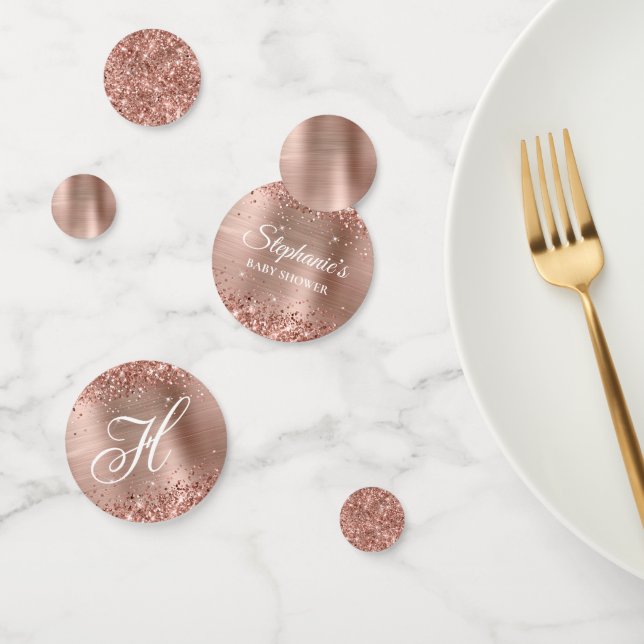 Glittery Rose Gold Foil Baby Shower Confetti (Group)