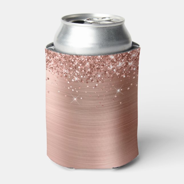 Glittery Rose Gold Foil Blank Can Cooler (Can Front)