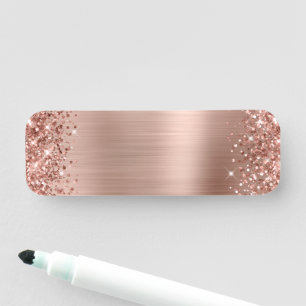 Glittery Rose Gold Foil Blank Name Tag
