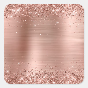 Glittery Rose Gold Foil Blank Square Sticker