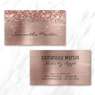 Glittery Rose Gold Foil Business Card