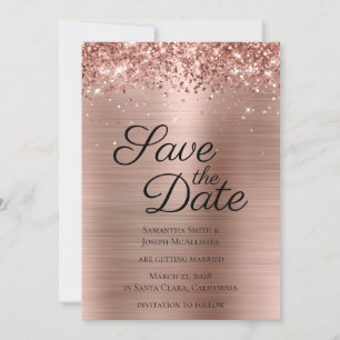 Glittery Rose Gold Foil Classy Save The Date