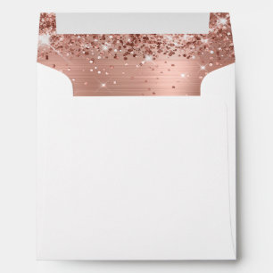 Glittery Rose Gold Foil Elegant Calligraphy Square Envelope