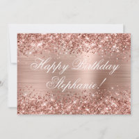 Glittery Rose Gold Foil Fancy Happy Birthday