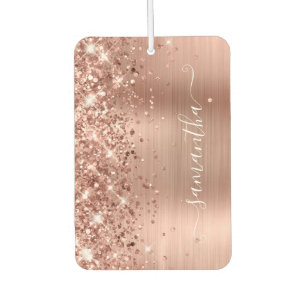 Glittery Rose Gold Foil Girly Signature Photo Car Air Freshener