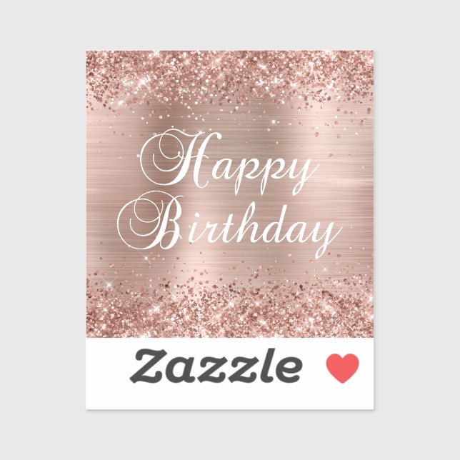 Glittery Rose Gold Foil Happy Birthday (Sheet)