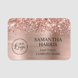 Glittery Rose Gold Foil Logo Company Name Tag