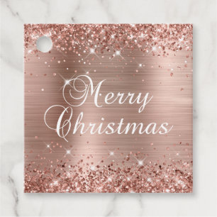 Glittery Rose Gold Foil Merry Christmas Gift Favour Tags