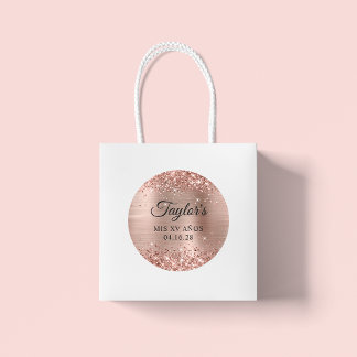 Glittery Rose Gold Foil Mis XV Años Classic Round Sticker