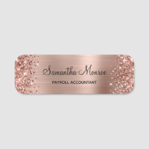 Glittery Rose Gold Foil Name Tag