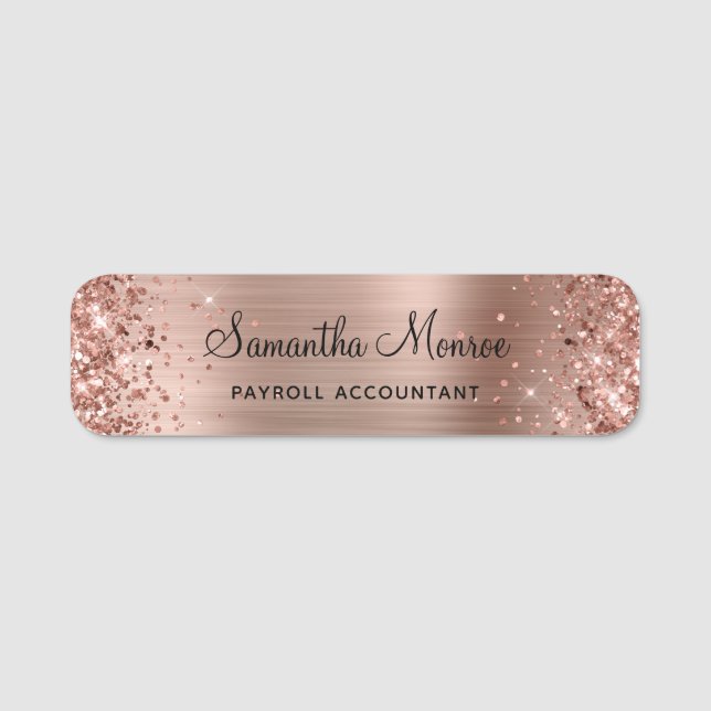 Glittery Rose Gold Foil Name Tag (Front)