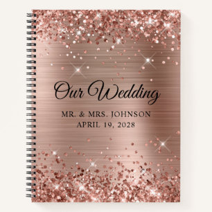 Glittery Rose Gold Foil Our Wedding Guest Notebook