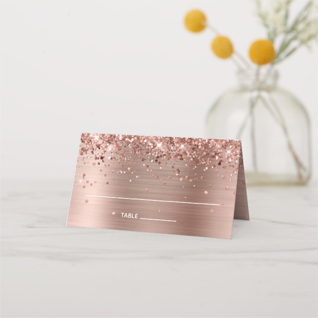 Glittery Rose Gold Foil Place Card (Front)
