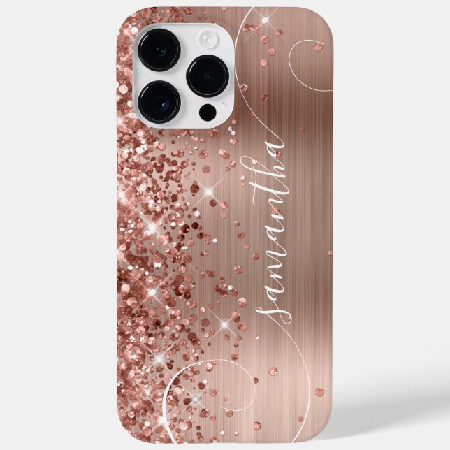 Glittery Rose Gold Glam Curly Signature Case-Mate iPhone Case (Back)