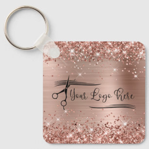 Glittery Rose Gold Glam for Your Logo Key Ring