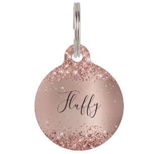 Glittery Rose Gold Glam Gradient Pet Tag