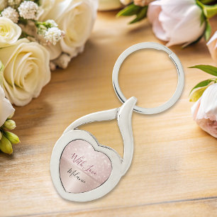 Glittery Rose Gold Glam metallic Name  Key Ring