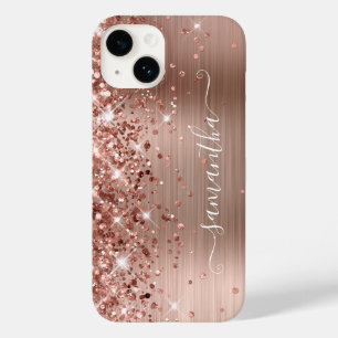 Glittery Rose Gold Glam Modern Girly Signature Case-Mate iPhone 14 Case
