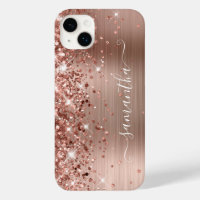 Glittery Rose Gold Glam Modern Girly Signature