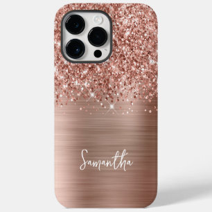 Glittery Rose Gold Glam Name iPhone 14 Pro Max Case