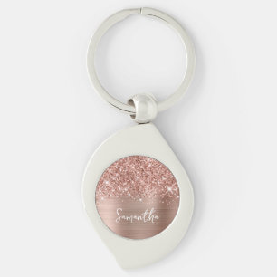 Glittery Rose Gold Glam Name Key Ring